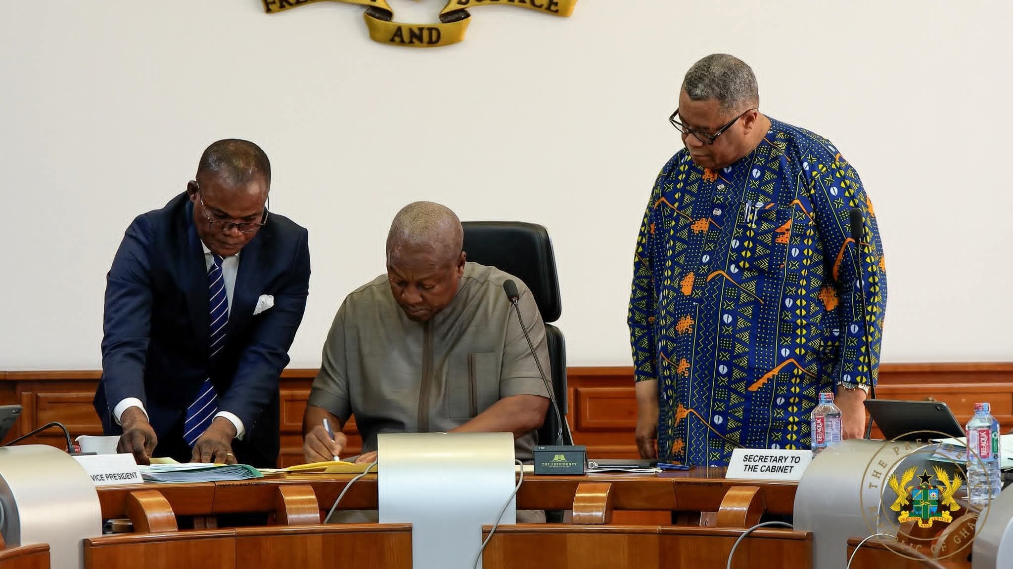 The President H.E. John Dramani Mahama signing 24-Hour Economy Authority Bill