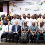 Group photograph of representatives from the 24-Hour Economy Secretariat, Governance Africa Foundation, the Embassy of Hungary in Accra, and participants at the opening of the Ghana-Hungary Agricultural Extension Capacity Building Programme at Alexis Hotel.